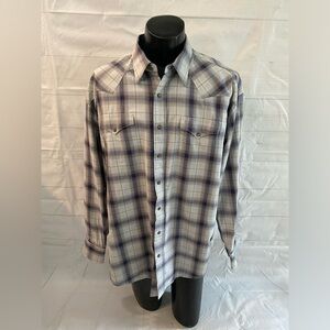 Stetson Shirt Men's XXL Plaid Long Sleeve Pearl Snap Cowboy/Western Shirt EUC